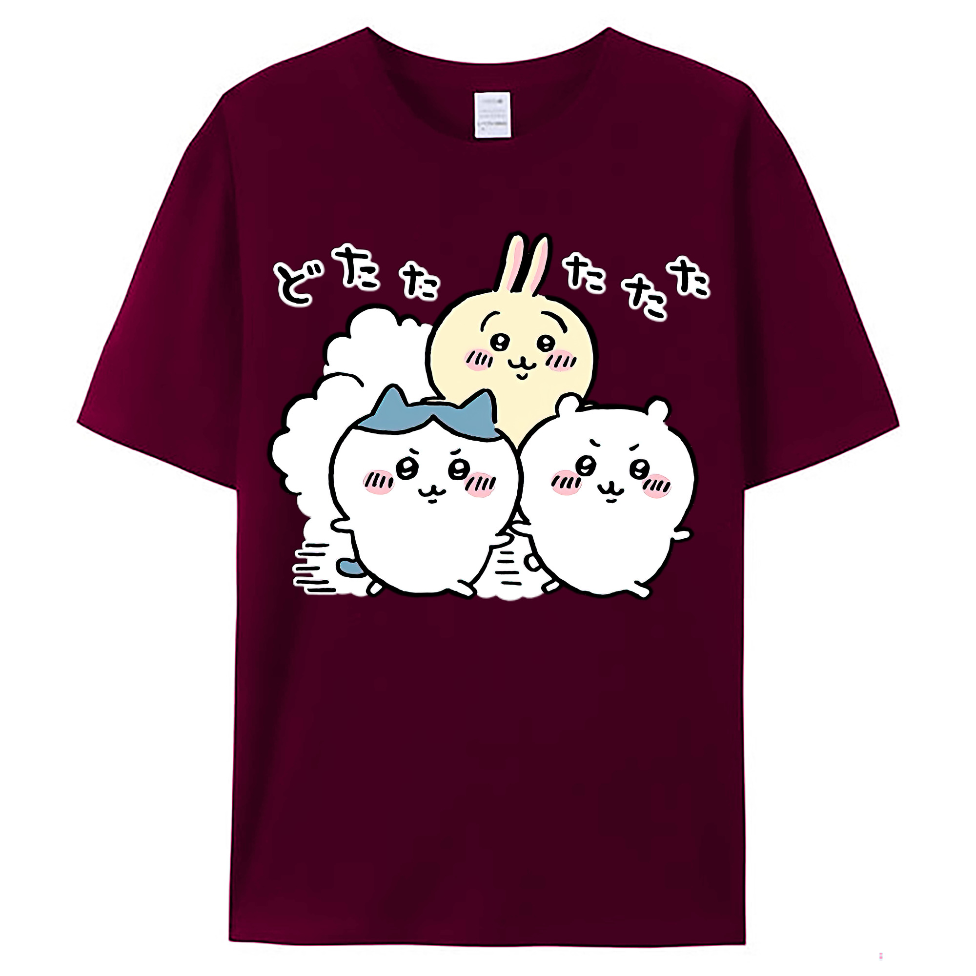 （画像用） ちいかわ ハチワレ Chii-kawa hachiware レディースカジュアルプリントTシャツ（綿100％）